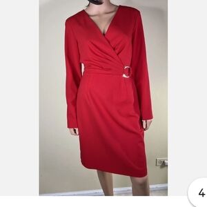 Calvin Klein Red Long Sleeve Dress